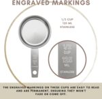 1/2 Cup Stainless Steel Measuring Cup | Sturdy Metal 125 ml | 125 cc | 4 oz | Single Cup for Wet and Dry Ingredients | Great for use as 1/2 Cup Dog Food Scoop - 4 PK - Image 6