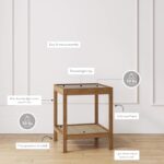 Nathan James 33301 Hayes Solid Wood Nightstand, Bedside, End or Side Table in Light Brown Wood Finish & Glass Top with Open Storage Shelf, 18 in x 18 in x 22 in - Image 6