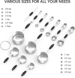 TILUCK magnetic measuring spoons set and measuring cups, stainless steel measuring cups, 6 double-sided stainless steel measuring spoons & 1 leveler (13) - Image 3