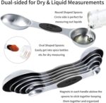TILUCK magnetic measuring spoons set and measuring cups, stainless steel measuring cups, 6 double-sided stainless steel measuring spoons & 1 leveler (13) - Image 6