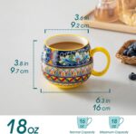vancasso Coffee Mugs Set of 6, Coffee Cups Ceramic 18oz, Porcelain Coffee Mugs for Cappuccino, Latte, Espresso, Colorful Coffee Mugs with Handle, Rounded Boho Mugs, Microwave & Dishwasher Safe - Image 3