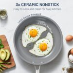 Kikcoin Non Stick Frying Pans, 3 Pack Ceramic Frying Pan for Cooking, 8+9.5+11 Inch Omelette Pans Set with Stay Cool Handle, Induction Ready, Free of PFAS PFOA PTFE, Oven/Dishwasher Safe - Image 3