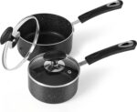 Nonstick Saucepan Set with Lid, Non Stick 1Qt & 2Qt Sauce Pan Set with Glass Lid Small Pot for Home Kitchen - Image 2