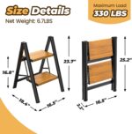 HBTower Step Ladder,Lightweight Aluminum Folding Step Stool with Anti-Slip Wide Pedal,330lbs Capacity Step Ladder for Household,Kitchen,Office - BlackWoodgrain - Image 6