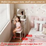 X-cosrack Small Makeup Vanity Desk with Mirror & Chair, Mini Vanity Desk Table Set with Fabric Storage Drawer, 19.7" Compact Vanity Desk for Kids, Girls, Dressing Table with Chair for Bedroom, White - Image 3
