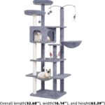 AIWIKIDE Big Cat Tree, Cat Tower with Multi-Level Condo, Hammocks, Rotating Toy (Grey, 63.4'') - Image 3