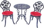 Mandolin Patio Table and Chairs,5 Piece Outdoor Dining Set,Rust-Resistant Cast Aluminum Bistro Set with Cushion.Rose Design (Copper) - Image 3