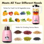 Blender for Smoothies,300W Personal Blender and Grinder Combo for Kitchen with a 54oz Portable Smoothie Cups,Shakes,Juices,Frozen Drinks and a 12oz Coffee Cup with Seal Cover (Pink) - Image 3