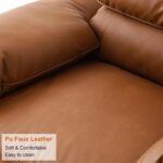 43" Oversized PU Leather Accent Chair, Modular Sectional Sofa Chair with Extra Deep Seat, Wide Arms, Mid-Century Modern Armchair for Living Room, Apartment, Office, Brown - Image 6
