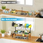 SNSLXH 4 Baskets 2-Tier Over The Sink Dish Drying Rack, 26.57"-35", Large Sink Rack for Kitchen, Extensible and Adjustable, Saving Kitchen Space - Image 6