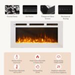 70" Fireplace TV Stand for TVs Up to 80",Entertainment Center with 36” Electric Fireplace and 12 Colors LED Lights,Large TV Console with Storage Cabinet for Living Room,All White - Image 5