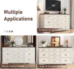 chartustriable 70inch Large Long Dresser w/Charging Station,10 Drawer Dresser w/Deep Big Drawers,Wooden Chest of Drawers w/Power Outlet,White Dressers for Bedroom,Living Room,Entryway - Image 6