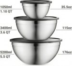 Table Concept Mixing Bowls with Airtight Lids, Stainless Steel Nesting Bowl Set for Space Saving Storage, Ideal for Cooking, Baking, Prepping & Food Storage - Image 4