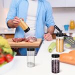 Zhehao 24 Pieces Plastic Spice Containers Plastic Spice Bottles Clear Reusable Large Empty Seasoning Jars with Shaker Lids for Kitchen Storage Seasoning Powder Herbs(16 oz,Cylinder,Clear and Black) - Image 6