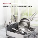 KitchenAid Large Capacity, Fully Size Self Draining Rust Resistatant Satin Coated Dish Rack with Removable Flatware Caddy 20.47-Inch, Gray - Image 3
