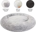 Bedfolks Calming Donut Dog Bed, 36 Inches Round Fluffy for Large Dogs, Anti-Anxiety Plush, Machine Washable (Dark Grey, Large) - Image 4