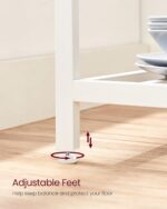 VASAGLE Kitchen Island with 3 Shelves, 47.2 Inches Width Kitchen Shelf with Large Worktop, Stable Steel Structure, Industrial, Easy to Assemble, Oak Color and White UKKI001W09 - Image 9
