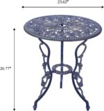 Mandolin Patio Table and Chairs,5 Piece Outdoor Dining Set,Rust-Resistant Cast Aluminum Bistro Set with Cushion.Rose Design (Copper) - Image 5