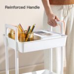 Pipishell 3 Tier Rolling Cart Organizer, Plastic Rolling Cart with Lockable Wheels & Reinforced Handle, Lightweight Utility Cart Storage Cart for Nursery, Kitchen, Bathroom, Craft Room, White, PIUC14W - Image 6
