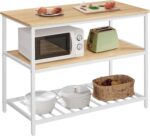 VASAGLE Kitchen Island with 3 Shelves, 47.2 Inches Width Kitchen Shelf with Large Worktop, Stable Steel Structure, Industrial, Easy to Assemble, Oak Color and White UKKI001W09 - Image 2