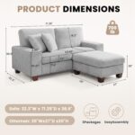 DOPEDIO L-Shaped Sectional Sofa with Storage Ottoman, Modern Chenille Recliner Loveseat, Removable Couch Covers, Pocket Spring Cushions, Solid Wood Frame, Easy to Install (71.25inch, Light Gray) - Image 3