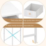 X-cosrack Small Makeup Vanity Desk with Mirror & Chair, Mini Vanity Desk Table Set with Fabric Storage Drawer, 19.7" Compact Vanity Desk for Kids, Girls, Dressing Table with Chair for Bedroom, White - Image 7