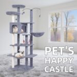AIWIKIDE Big Cat Tree, Cat Tower with Multi-Level Condo, Hammocks, Rotating Toy (Grey, 63.4'') - Image 4