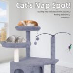 AIWIKIDE Big Cat Tree, Cat Tower with Multi-Level Condo, Hammocks, Rotating Toy (Grey, 63.4'') - Image 7