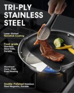 USELUCK Nonstick Frying Pans with Lid,8/10/12 inch Stainless Steel Skillet Set with Honeycomb Surface, Induction Compatible, Oven & Dishwasher Safe, PFAS-Free Cookware Sets (Frying Pan 6PCS) - Image 5