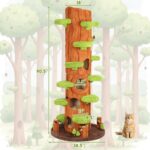NUNU LAB 90.5 Inch Tall Cat Tree - Large Magic Forest Cat Tree Tower with Sisal Scratching Posts, Side Hideout & Platforms, Multi-Level Solid Wood Cat Condo with for Multi-Cat Homes (Large Green) - Image 7