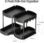 Ukeetap Multi-Purpose Pull-Out Storage Organizers, Under Sink/Cabinet Organizers and Storage for Bathroom & Kitchen, Black, 12.8 Inches, 2 Packs - Image 3