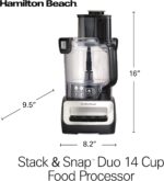 Hamilton Beach Stack & Snap Food Processor and Vegetable Chopper, Stainless Steel Blades, 14 Cup + 4-Cup Mini Bowls, 3-Speed 500 Watt Motor, Black (70585) - Image 9