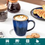 vancasso STARRY Ceramic Coffee Mug Set of 6, 16 Oz Tea Cups with Handle for Latte, Tea, Cappuccino, Milk, Cocoa, Microwave&Dishwasher Safe, Blue - Image 5