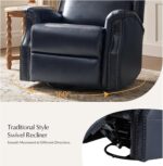 HULALA HOME Genuine Leather Recliner Chair, Swivel Rocker Chair with Thick Seat, Classic Push Back Armchair with Backrest, Nailhead Trim, Navy - Image 5