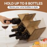 KIRIGEN Wooden 8-Bottle Wine Rack, 3-Tier Countertop Wine Bottle Holder for Cabinets, Bar Cart, Kitchen Counter, Pantry, Dining Room, 16.73 x 5.9 x 11.14 in, XHJJ3-DBR - Image 8
