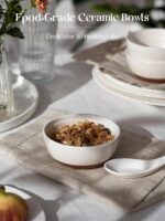 DOWAN 10 OZ Ceramic Bowls Set of 6 - Dessert Bowls for Side Dishes- Small White Bowls for Ice Cream, Snack, Dip, Charcuterie - Dishwasher & Microwave Safe - Image 5
