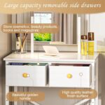 X-cosrack Small Makeup Vanity Desk with Mirror & Chair, Mini Vanity Desk Table Set with Fabric Storage Drawer, 19.7" Compact Vanity Desk for Kids, Girls, Dressing Table with Chair for Bedroom, White - Image 4