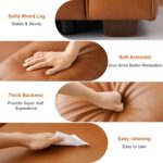 43" Oversized PU Leather Accent Chair, Modular Sectional Sofa Chair with Extra Deep Seat, Wide Arms, Mid-Century Modern Armchair for Living Room, Apartment, Office, Brown - Image 5