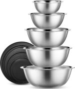 WHYSKO Stainless Steel Mixing Bowl Set, 10 Piece Stainless Steel Mixing Bowls with Lids Set for Food Prep Storage and Serving, Dishwasher Safe for Kitchen Baking Cooking, Silver - Image 2