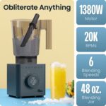 Chefman Obliterator 48 oz Countertop Blender for Smoothies, 1380W Motor to Crush Ice, Nuts, and Frozen Fruit with Stainless Steel Blade, Auto Blend Function, Includes Tamper and Scraper - Image 4