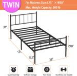 DIIYIV Twin Bed Frame-Classic Metal Platform Bed Frame,Mattress Foundation with Steel Slat Support,Under Foundation Storage,No Box Spring Needed, Easy Assembly, Twin Size - Image 3