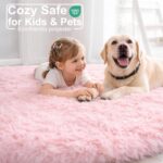 Amdrebio Light Pink Round Circle Rug 4Ft for Girls Bedroom, Fluffy Cute Area Rugs for Kids Room Decor Aesthetic, Kawaii Shag Fuzzy Fur Carpet for Nursery, Preppy Dorm, Classroom, Playroom, Teen, Baby - Image 4