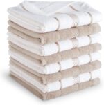 KitchenAid Albany Dishcloth 8 Pack Set, Milkshake/White, 12"x12" - Image 2