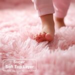 Amdrebio Light Pink Round Circle Rug 4Ft for Girls Bedroom, Fluffy Cute Area Rugs for Kids Room Decor Aesthetic, Kawaii Shag Fuzzy Fur Carpet for Nursery, Preppy Dorm, Classroom, Playroom, Teen, Baby - Image 5