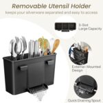 SNTD Dish Drying Rack - Space-Saving Dish Rack for Kitchen Counter, Stainless Steel Dish Drainer with Utensil Holder and Drainboard, 11" W x 15" L (Black) - Image 10