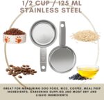 1/2 Cup Stainless Steel Measuring Cup | Sturdy Metal 125 ml | 125 cc | 4 oz | Single Cup for Wet and Dry Ingredients | Great for use as 1/2 Cup Dog Food Scoop - 4 PK - Image 3