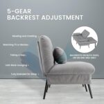 COMHOMA Convertible Futon Sofa Bed, 72″Fabric Futons Couch with Adjustable Backrest, Folding Sleeper Recliner for Living Room Furniture (Grey) - Image 6