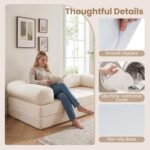 Giantex Folding Sofa Bed, 4-in-1 Convertible Futon Couch with Comfy Corduroy Cover & L-Shaped Removable Armrests, No Assembly Sponge Loveseat, Fold-Out Sleeper Bed for Living Room, Guest Room (Beige) - Image 7