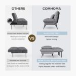 COMHOMA Convertible Futon Sofa Bed, 72″Fabric Futons Couch with Adjustable Backrest, Folding Sleeper Recliner for Living Room Furniture (Grey) - Image 10