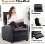 DUMOS Recliner Chair for Adults, Massage Reclining Chair for Living Room, Adjustable Home Theater Seating Single Sofa with PU Leather Padded Seat Backrest and Footrest, Modern Black - Image 4